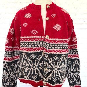 Retro Eddie Bauer Wool Alpaca Cardigan - Cozy Ski Style - Size Small Petite